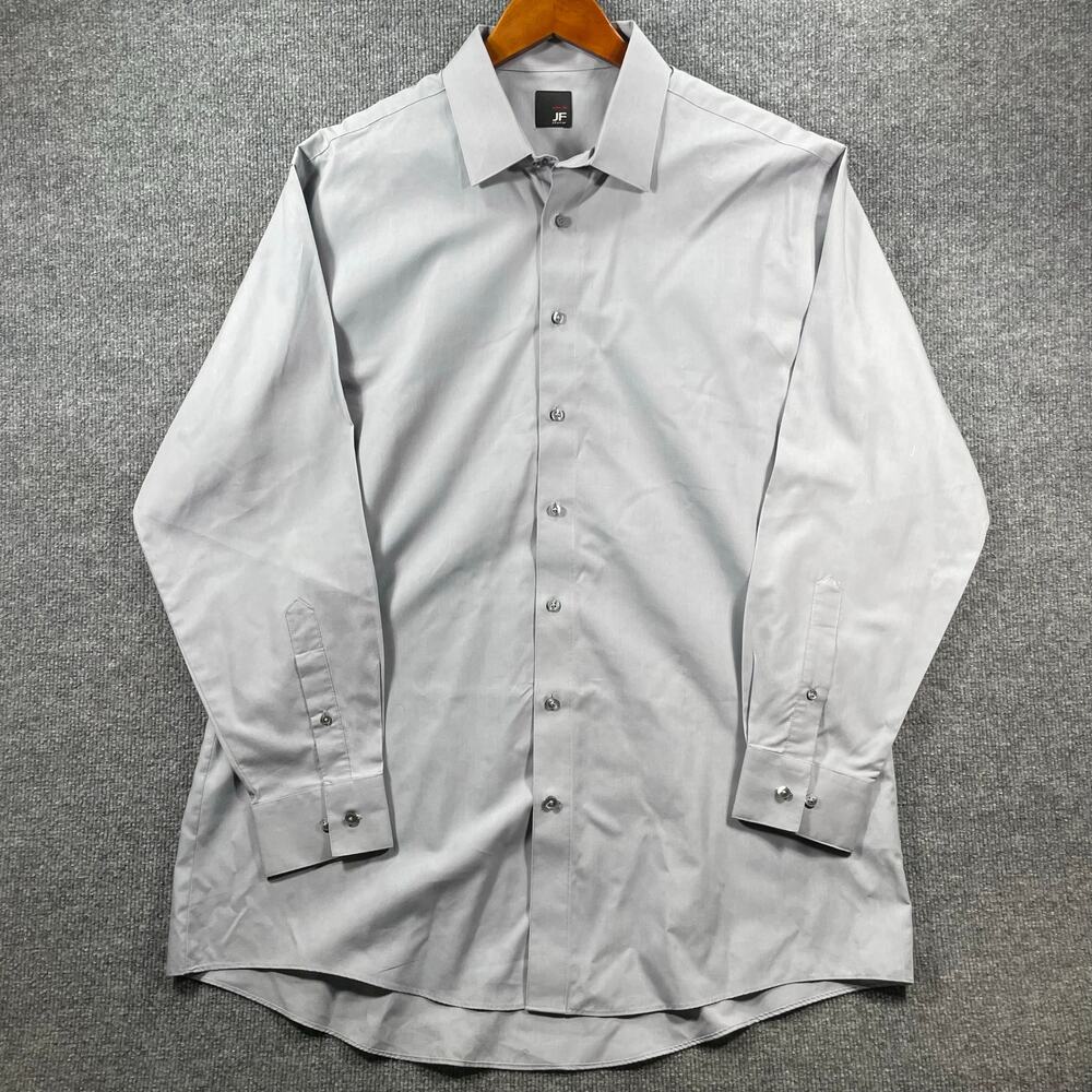 J. Ferrar Slim Fit Dress Shirt Men's XL 17-17.5 34-35 Gray Business Formal READ